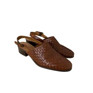 Cabin Creek Woven Braided Leather Slingback Heeled Miles Loafers